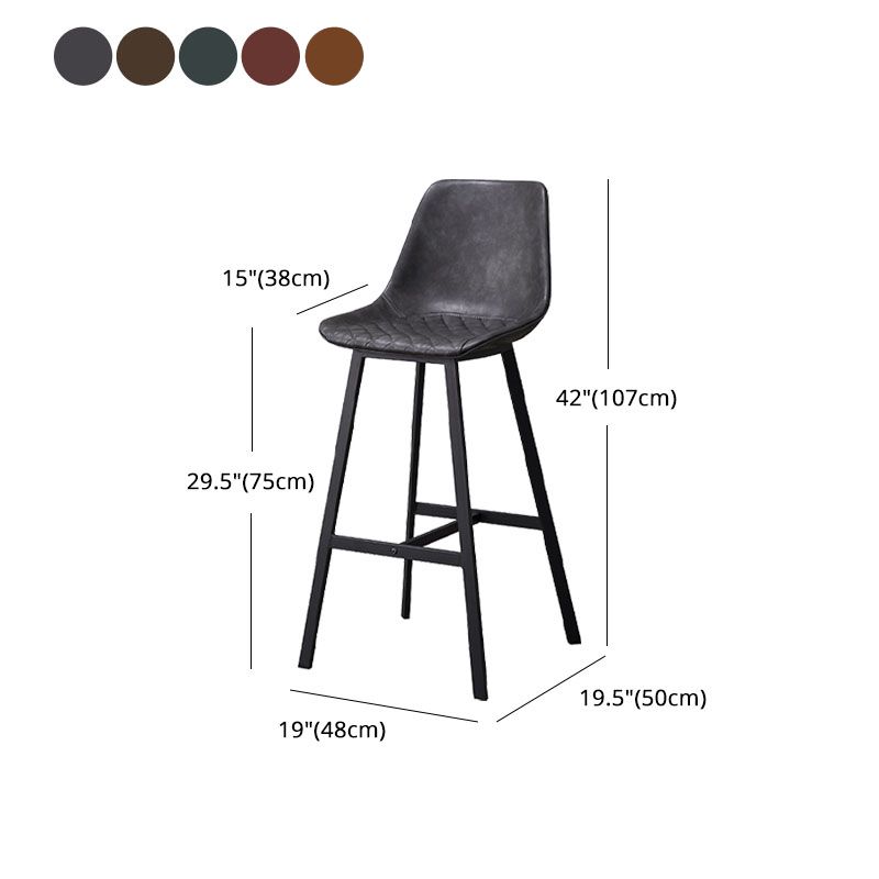 Scandinavian Restaurant Footrest Stool Matte Finish Leather Barstool