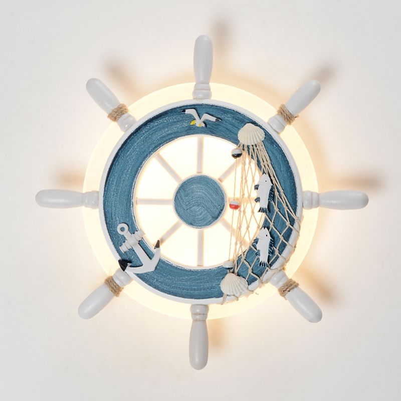 Rudder Bedside Wall Mounted Lamp Acrylic LED Creative Wall Sconce Lighting in Light Blue/White