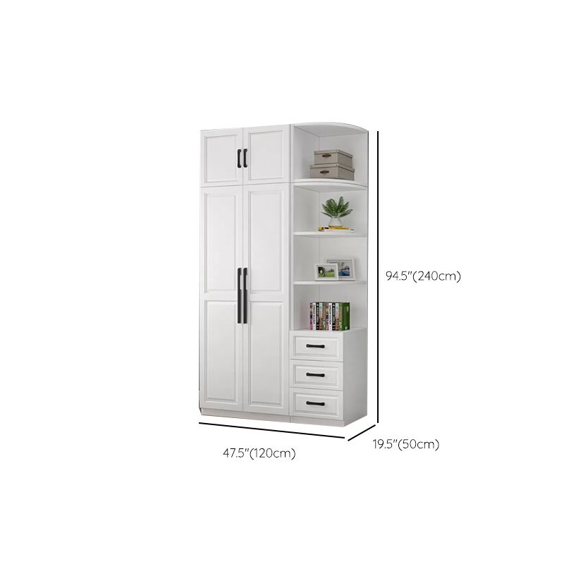 Freestanding Wood Frame Wardrobe Modern Hinged Soft Close Doors Wardrobe and Drawers