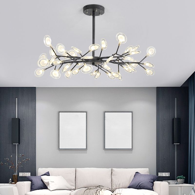 Modern Farmhouse Chandelier with Clear Acrylic Panels Shades Chandelier Lighting Fixtures