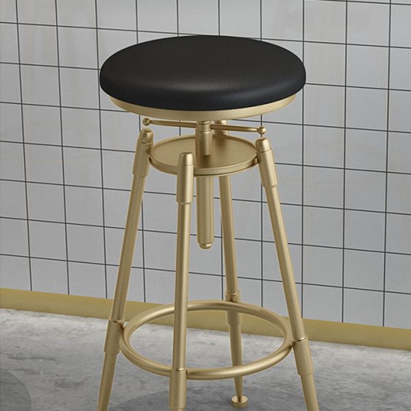 Contemporary Adjustable Height Swivel Round Bar Stool with Footrest