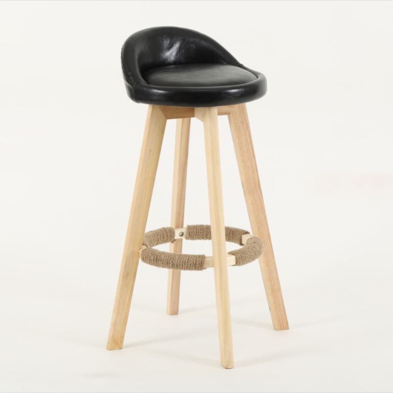 Scandinavian Matte Finish Upholstered Counter Height Stool Footrest Home Barstool