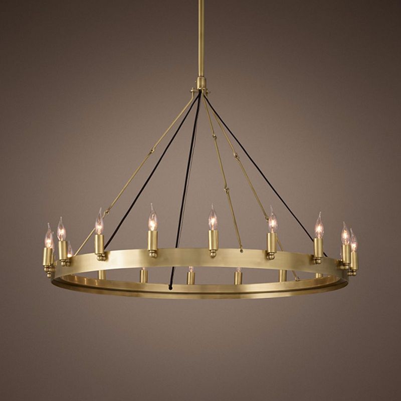 Metal Round Shape Chandelier Postmodern Candle Hanging Lamp for Restaurant