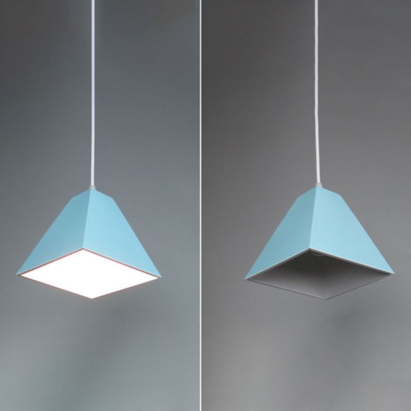 Trapezoide de metal Luz colgante Nordic Macaron Style 1 Lámpara de techo de mesa de comedor ligero