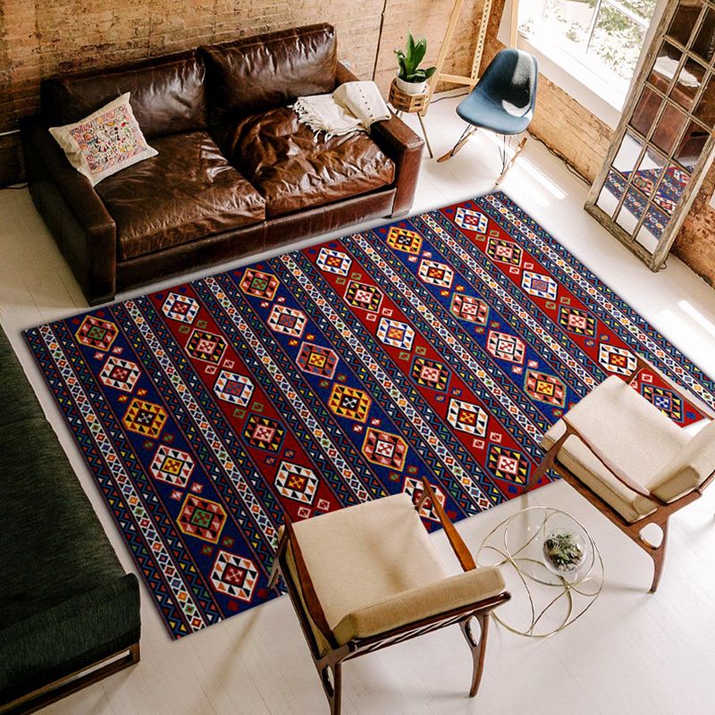 Bohemian Multicolor Rug Tribal Totem Polyester Carpet Stain Resistant Area Rug for Living Room