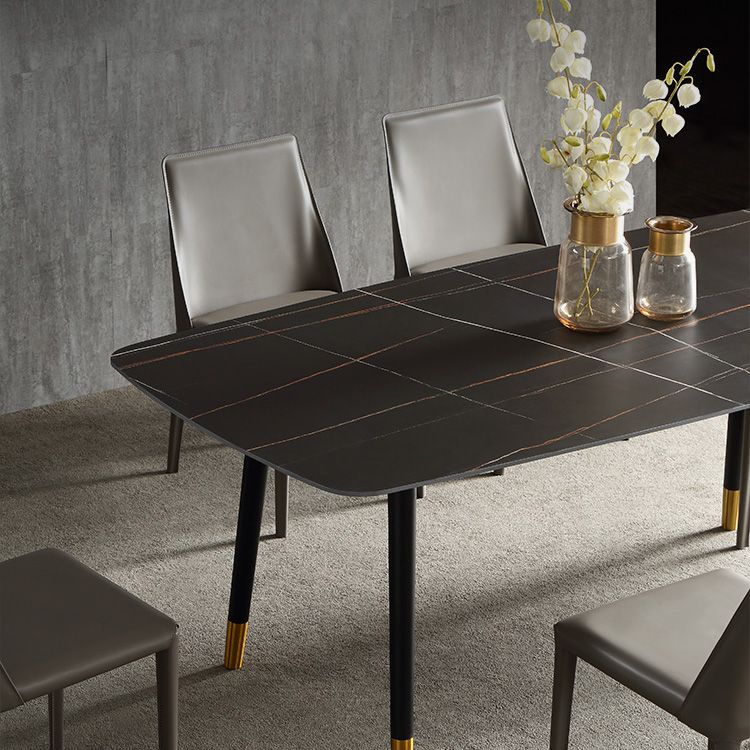 Modern 1/4/5/6/7 Pieces Dining Set Sintered Stone Dining Table with Leather Chairs