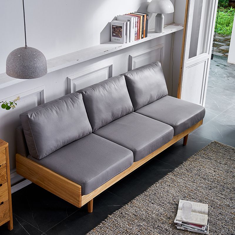 Contemporary Slipcovered Faux Leather Sofa Armless Sofa with Loose Back