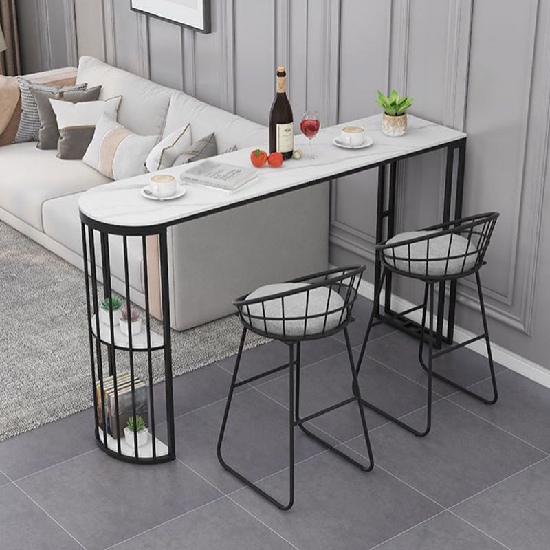 Nordic Glam Style Bar Table 42-inch Height Metal Base Bistro Table for Dining Room