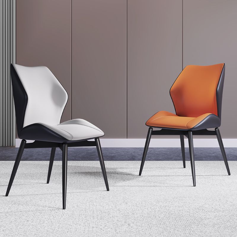 Silla auxiliar de cuero contemporánea para el hogar Silla de comedor con respaldo orejero (juego de 2)