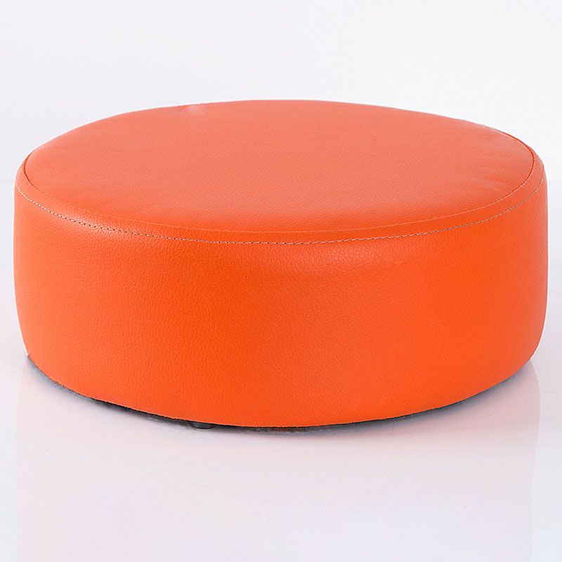 Modern Round Shape Pouf Leather Solid Color Pouf for Drawing Room