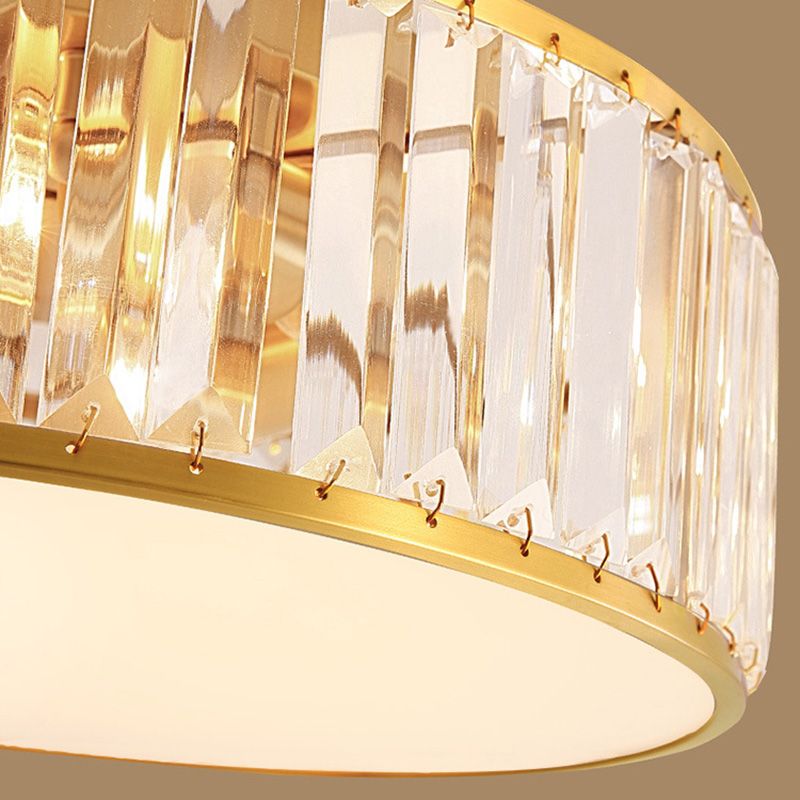 Luminaire encastré Plafonnier simpliste en cristal à tambour en or