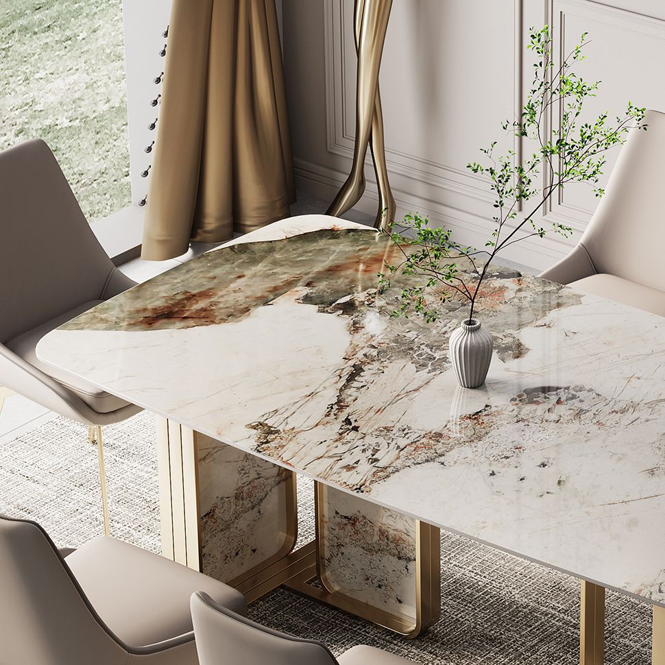 Traditional Luxury Dining Site Table Rectangle Stainless Steel Table