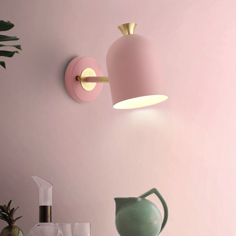 Cloche -vormige metalen wand SCONCE verlichting Macaron 1 bol Verstelbare wandlamp van de wand voor slaapkamer