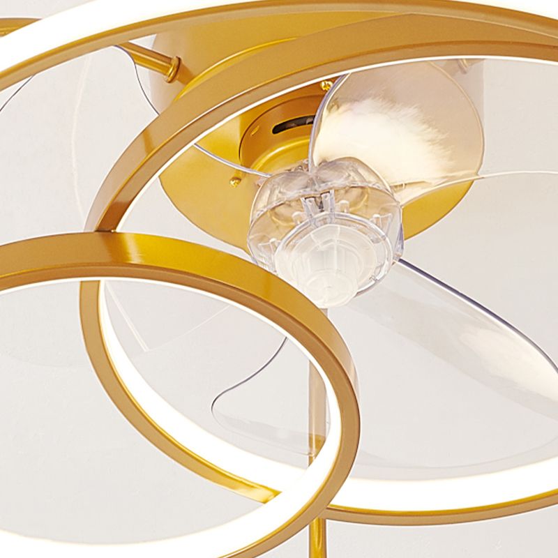 Minimalistische Halo -Ring -Form -Lüfterbeleuchtung Metall Schlafzimmer Halbblöcke Deckenleuchte