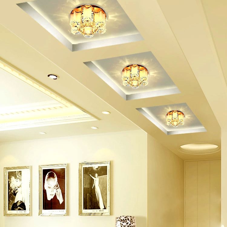Mushroom Shaped Crystal Downlight Modern LED Flush Mount Recessed Lighting for Hallway