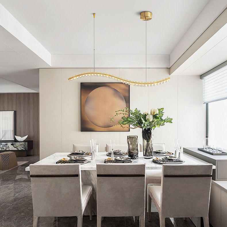 Modern 1/2-Light Golden Kitchen Island Lighting LED Ceiling Light