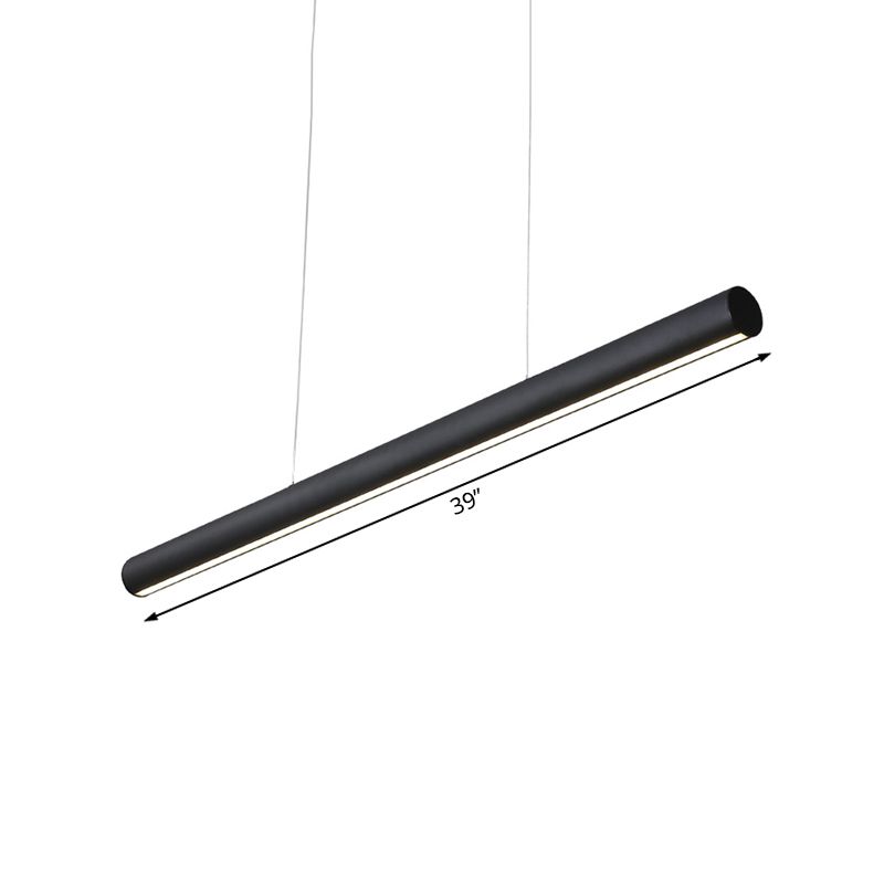 Metal Linear Pendant Chandelier Modern Led 39"/47" Wide Black Hanging Lamp Kit in White/Warm/Natural Light