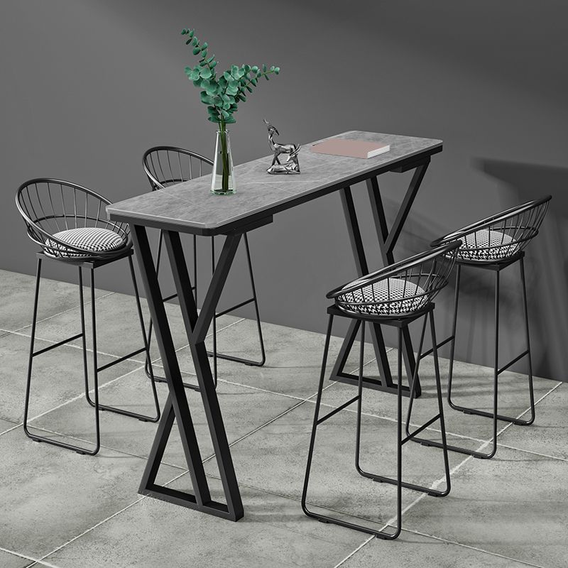 Modern Style Bistro Bar Table Rectangle Stone Top Bar Table for Dining Room