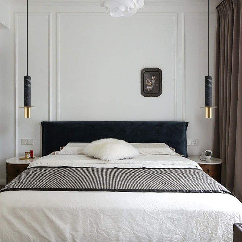 Style de minimalisme LED Hanging Light 1 Tube léger en pierre Suspension Lampe pour le bar de cuisine