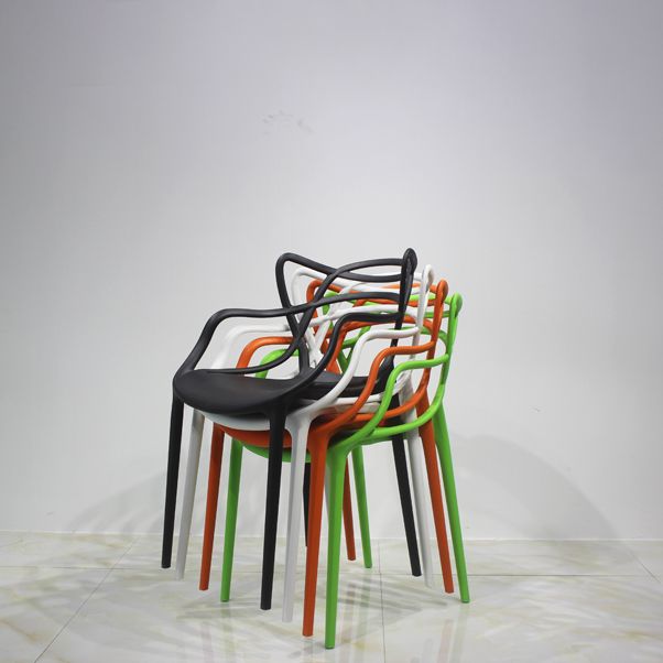 Sillas de comedor estilo Glam, sillas laterales de plástico para cocina y comedor (juego de 4)