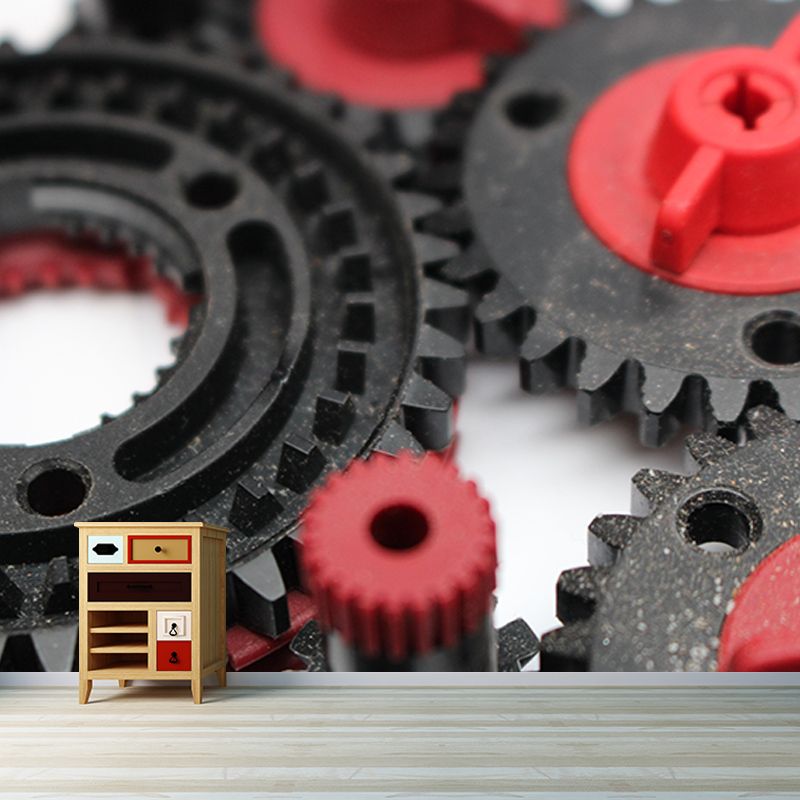 Metal Gear Mural Wallpaper Moisture Resistant Wall Decor for Home Living Room