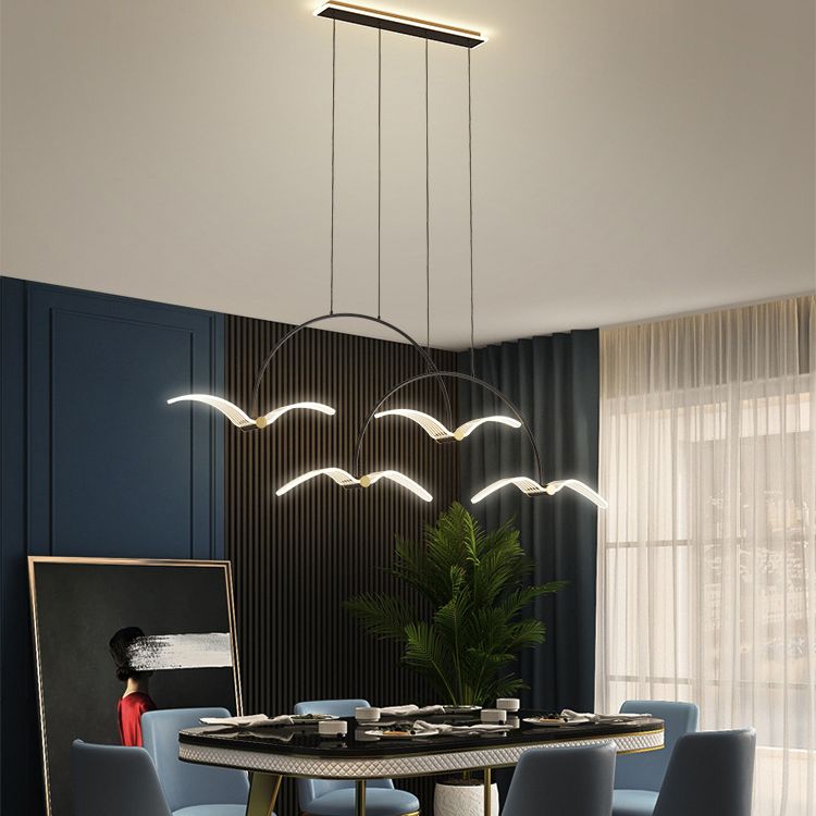 Illuminazione a pendente lineare moderna illuminazione lampadario metallo 2 luci isola luminosa in nero