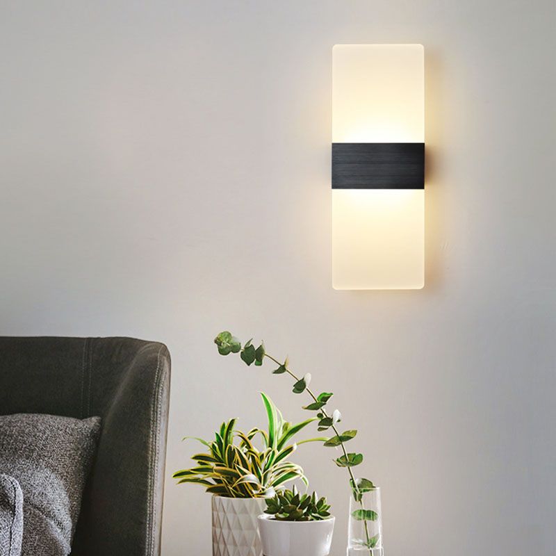 Simple Rectangular Shade Wall Sconce Light, Acrylic Sconce Light Fixture for Bedroom