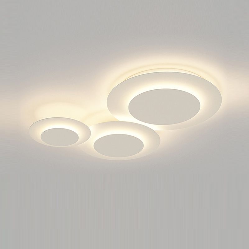 Nordic Flush Mount Multi-Layer LED Ceiling Light Fixture in White for Living Room