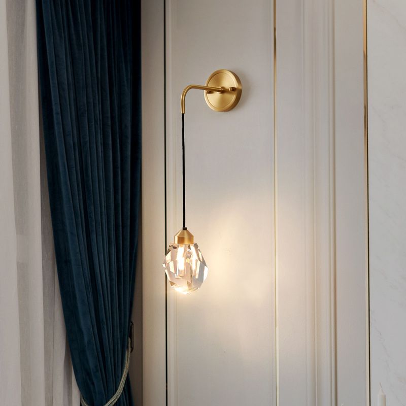Contemporary Wall Sconce Crystal and Brass Sconce Lighting for Hallway