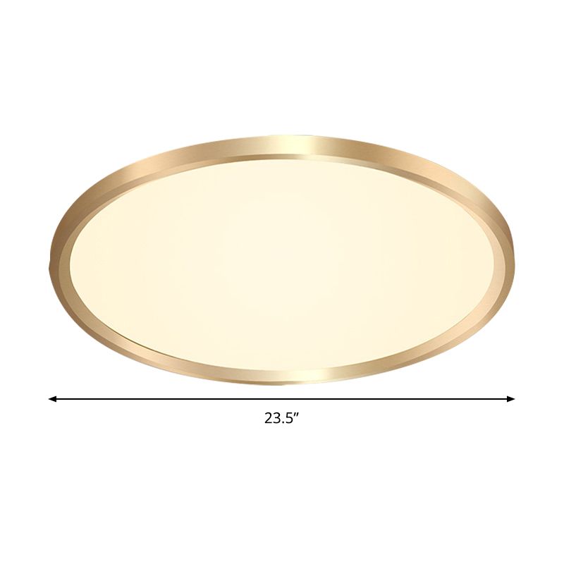 Plafonnier LED en métal de style simple avec disque doré, lumière blanche chaude/blanche, 30,5 cm/40,6 cm/49,5 cm de large