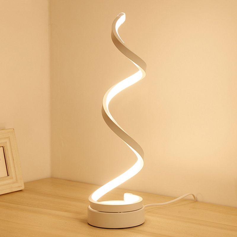 Modernist LED Desk Light White Spiral Task Lighting with Acrylic Shade in White/Warm Light