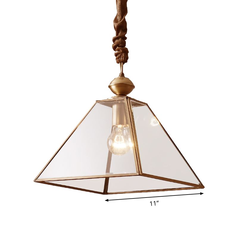 1 Bulb Hanging Ceiling Lighting Rural Tower Shaped Clear/Clear Frosted Glass Suspension Pendant Light