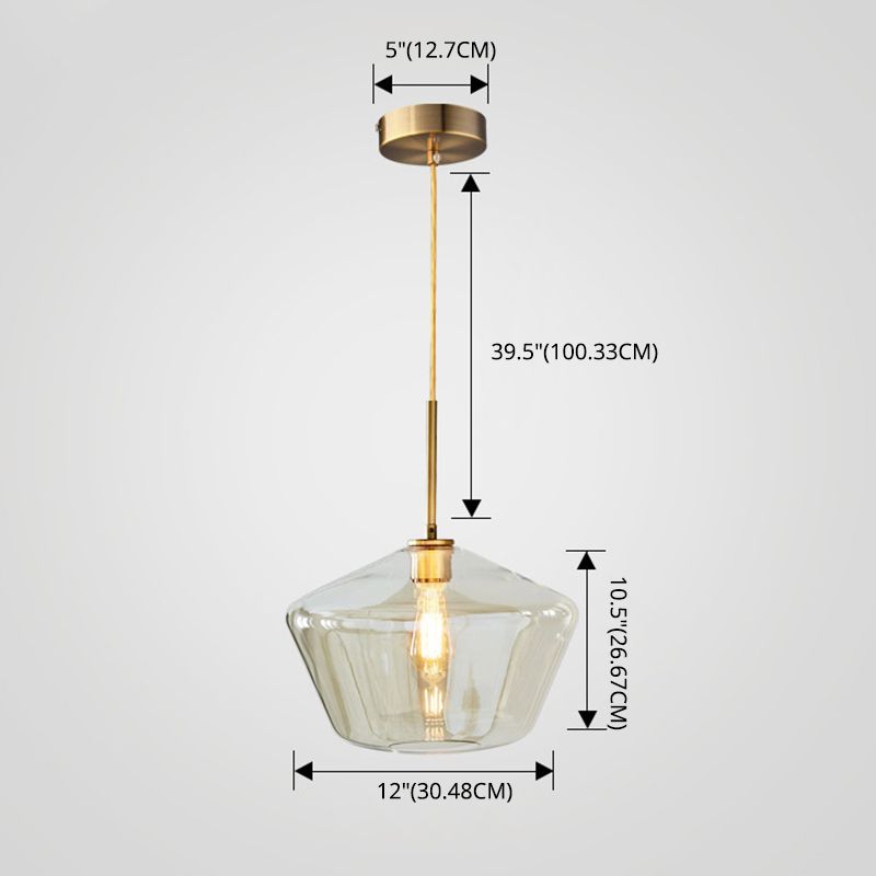 Clear Hand Blown Glass Ceiling Pendant Lamp Modern Minimalist 1 Light Hanging Lamp for Living Room