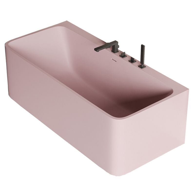 Modern Stone Soaking Bathtub Rectangle Back to Wall Bathtub With Faucet
