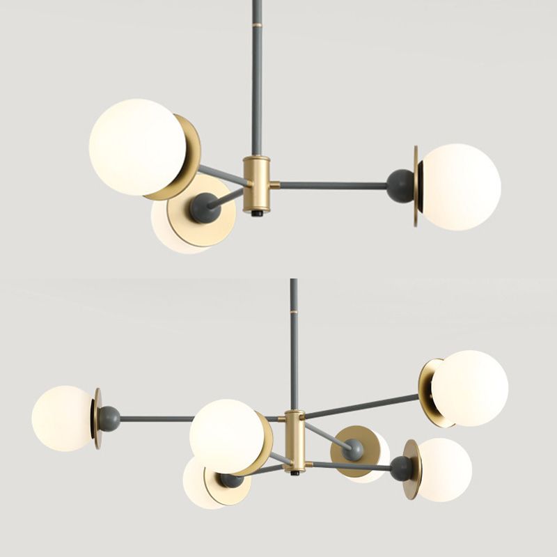 Starburst Chandelier Light Fixture Glass Dinning Room Hanging Chandelier in Grey