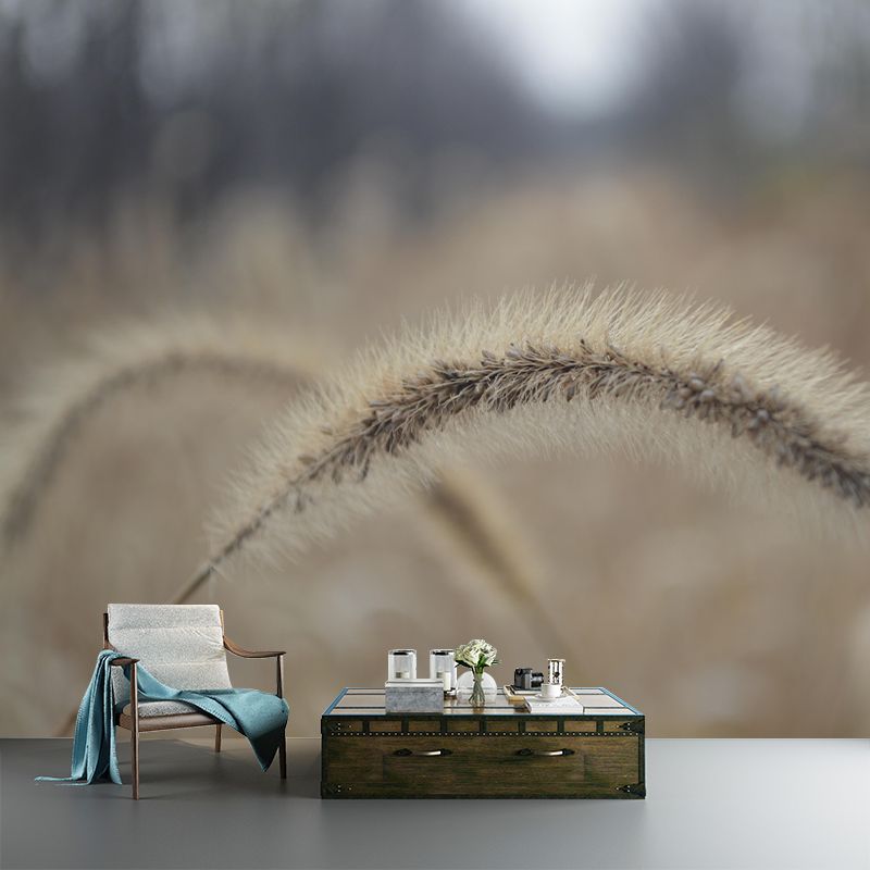 Customized Dogs Tail Grass Wall Mural Stain Resistant for Living Room Decor