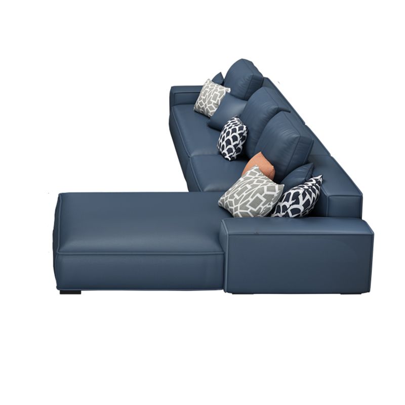 Modern Faux Leather Loose Back Sofa with Chaise Square Arm Sofa - 70.87" D