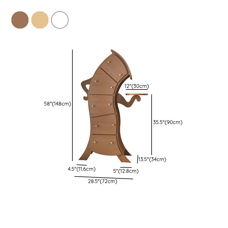 Modern Vertical Lingerie Chest Wood Dresser with 5 Drawers for Bedroom