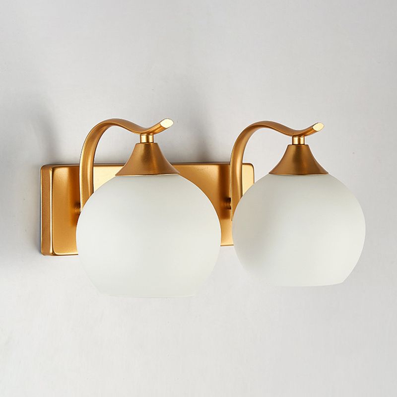 Modernism 1/2-Light Golden Vanity Light Glass Shaded Bath Bar