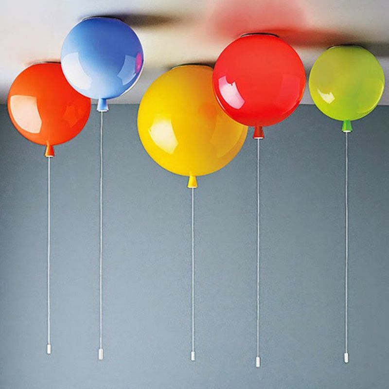 Lámpara de techo Macaron de acrílico con luz empotrada para jardín de infantes con globo y cordón de tracción