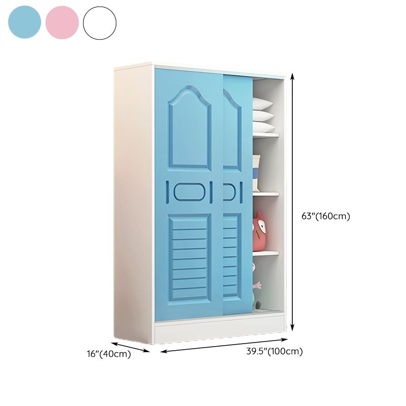 Wooden Wardrobe Armoire Contemporary Dress Up Unit with Doors