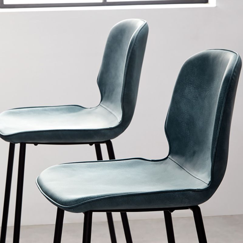 Modern Faux Leather Counter Stool Low Back Indoor Stool with Black Frame