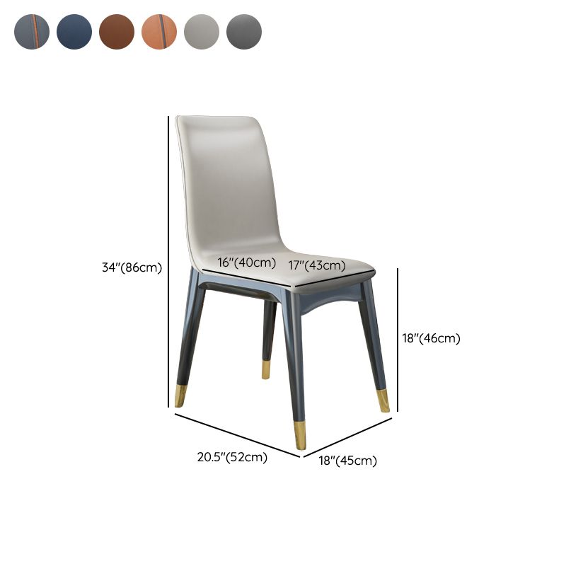 Glam Style Leather Parsons Back Wooden Legs Dining Side Chair