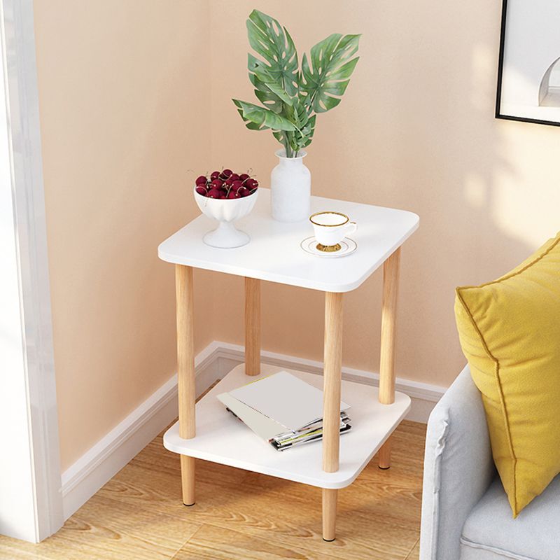 Wood 4 Legs End Table Modern Side End Snack Table for Living Room