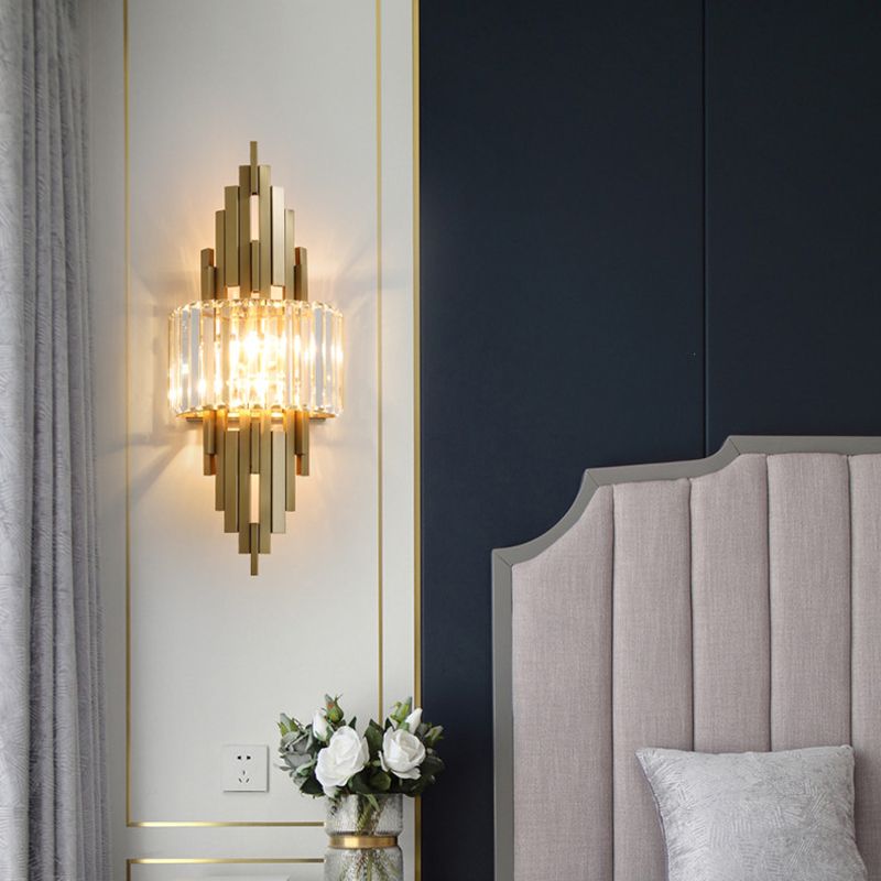 2 luci Lampada da parete in cristallo interno Strisce di metallo in metallo Stripsponi di scarico in oro