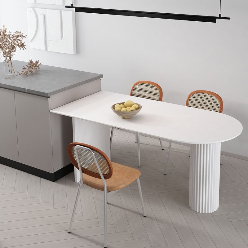 Irregular Shape White Table for Restaurant Modern Island Table with Double Pedestal