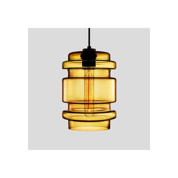 Lampe suspendue cylindrique Verre de simplicité 1 rose clair / jaune / bleu plafond plafond