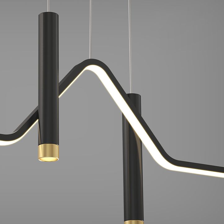Aluminium LED Linear Pendant Light in Modern Concise Style Wrought Iron Island Light in Black and Gold