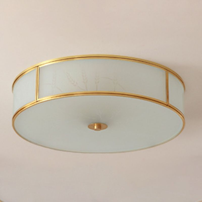 Plafoniera coloniale a soffitto in vetro con montaggio a incasso a soffitto a più luci per soggiorno
