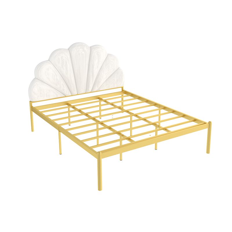 shell Suede Upholstered Headboard ,47 inch High Metal Panel Bed